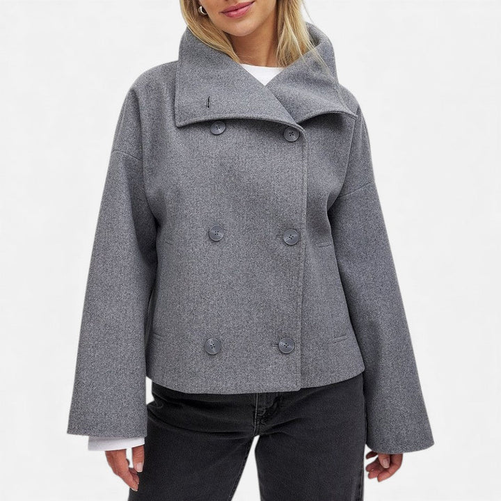 Vera - Women's Double-Breasted Wool-Blend Blazer with Oversized Collar