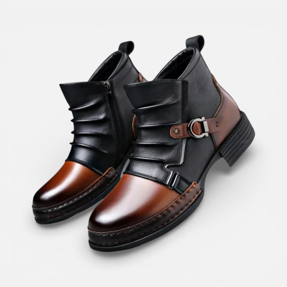 Victor - Men's Buckle-Strap Chelsea Boots with Side Zip