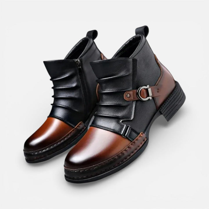 Victor - Men's Buckle-Strap Chelsea Boots with Side Zip