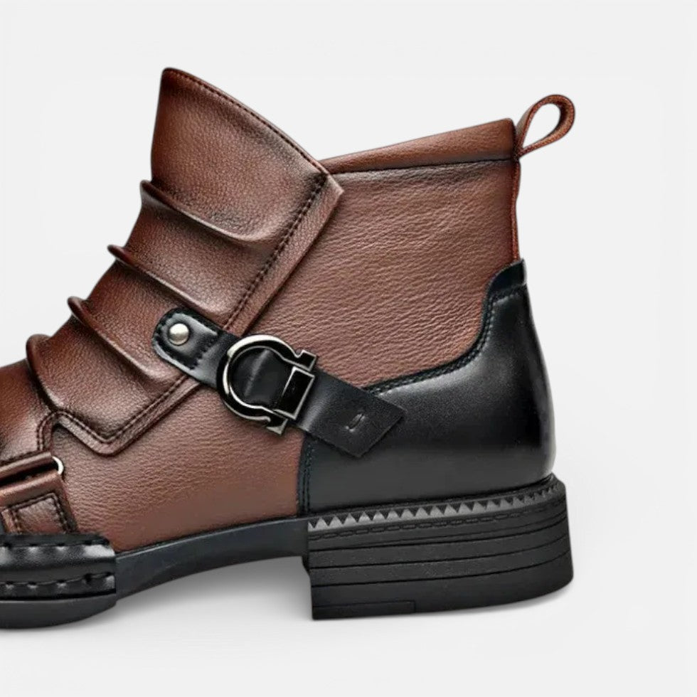 Victor - Men's Buckle-Strap Chelsea Boots with Side Zip