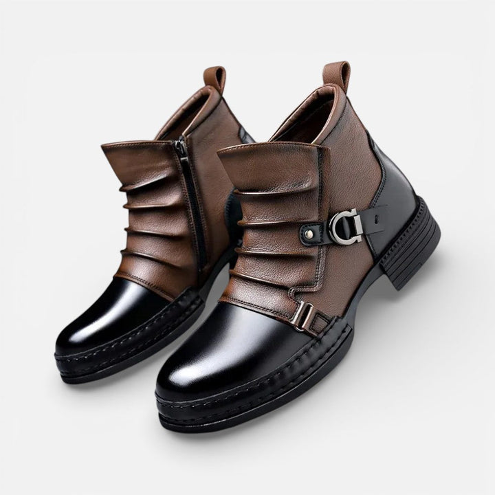 Victor - Men's Buckle-Strap Chelsea Boots with Side Zip