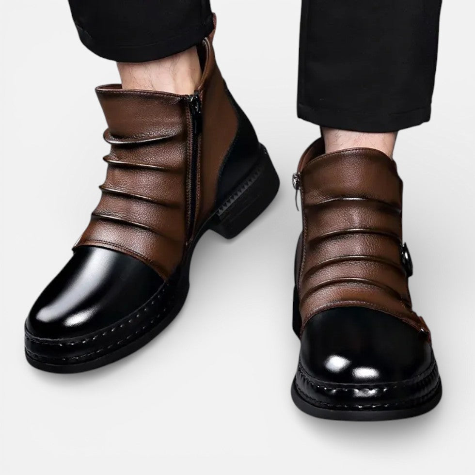 Victor - Men's Buckle-Strap Chelsea Boots with Side Zip